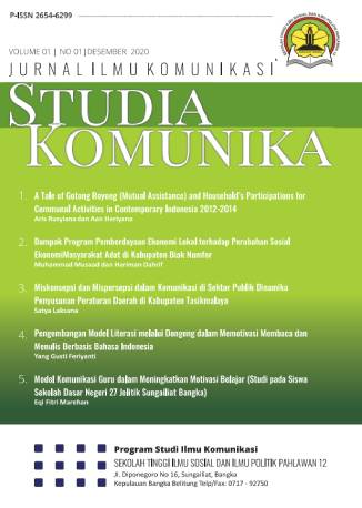 					View Vol. 3 No. 2 (2020): Studia Komunika: Jurnal Ilmu Komunikasi
				